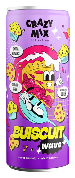 КРЕЙЗИ МИКС БИСКВИТ ВЕЙВ Напиток б/а сильногаз.  0,33л ж/б, заказать оптом с доставкой