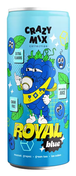 КРЕЙЗИ МИКС РОЯЛ БЛУ  Напиток б/а сильногаз. 0,33л ж/б, заказать оптом с доставкой