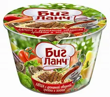 Лапша бп "Биг Ланч"  90*24  с ароматной говядиной грибами и зелен,стакан У,Т